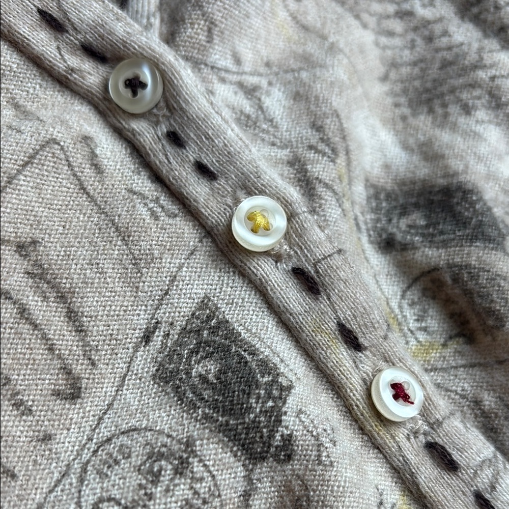 Anthropologie Cream/Beige Cardigan Sweater with V-Neck by Guinevere - Picture 3 of 6